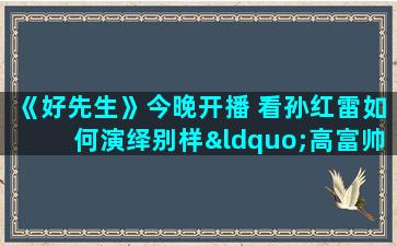 《好先生》今晚开播 看孙红雷如何演绎别样“高富帅”（孙红雷主演的好先生的主页）